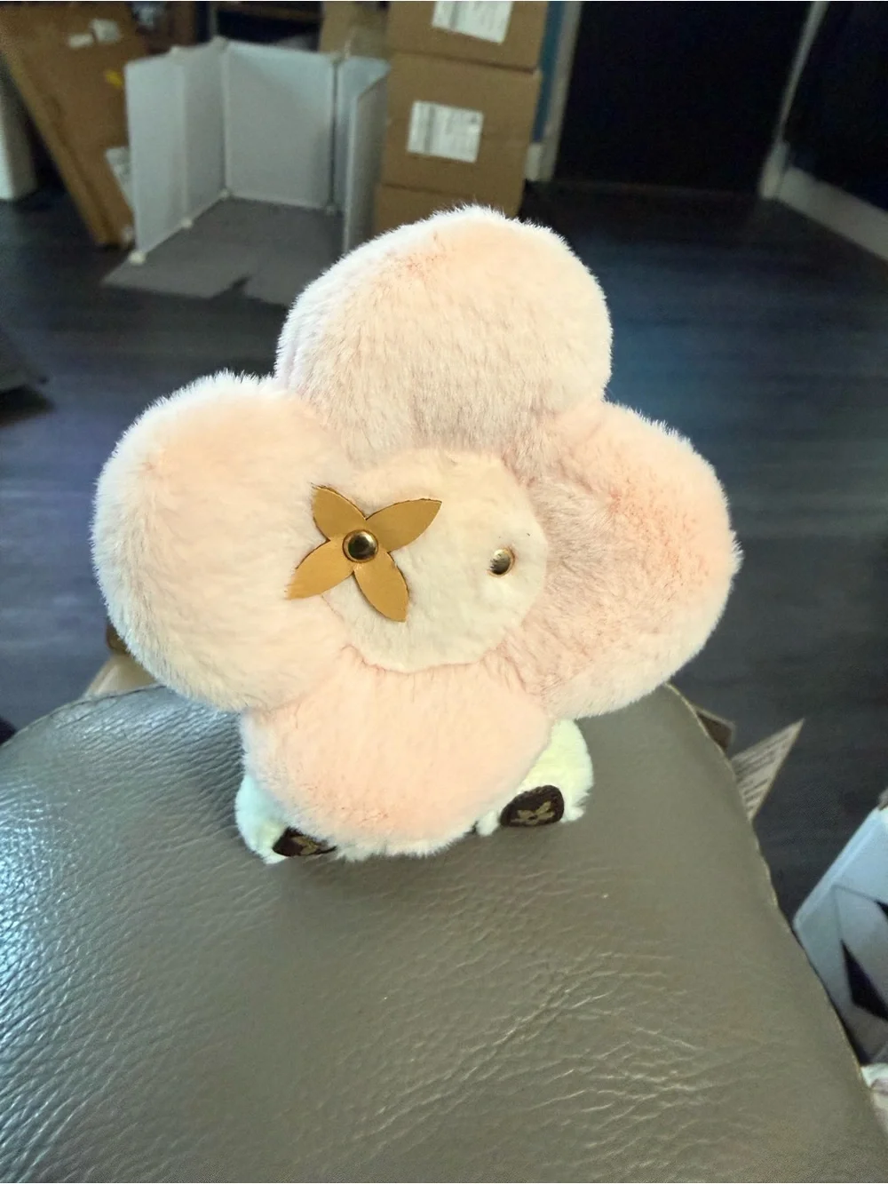 Plush Flower Bag charm- Soft Pink